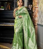 green woven tissue zari work all seasons sarees