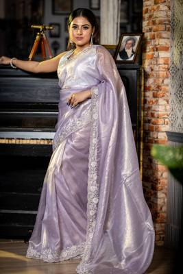 multicolor woven tissue sequins work all seasons sarees 1