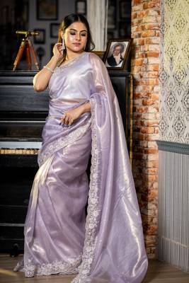 multicolor woven tissue sequins work all seasons sarees 2