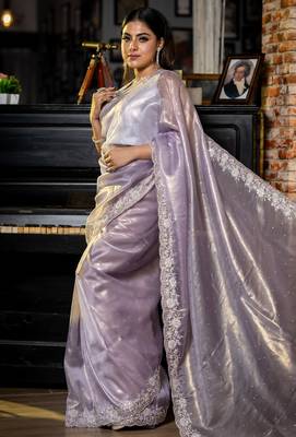 multicolor woven tissue sequins work all seasons sarees 3