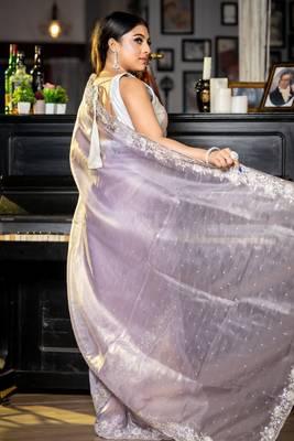 multicolor woven tissue sequins work all seasons sarees 4