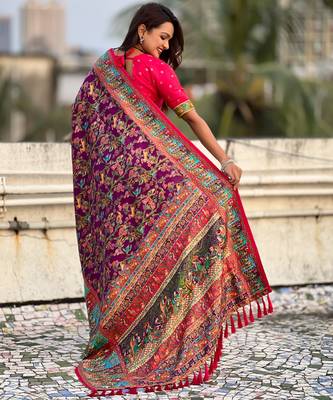wine elegant viscose silk blend rich sophisticated saree 2