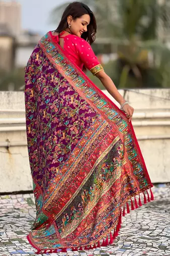 wine elegant viscose silk blend rich sophisticated saree