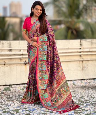 wine elegant viscose silk blend rich sophisticated saree 4