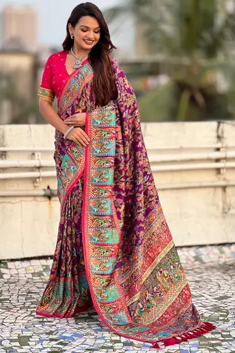 wine elegant viscose silk blend rich sophisticated saree