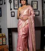 multicolor woven tissue sequins work all seasons sarees