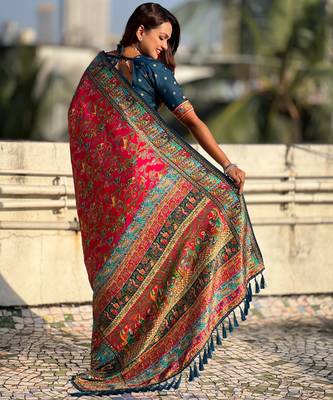 pink elegant viscose silk blend rich sophisticated saree 2