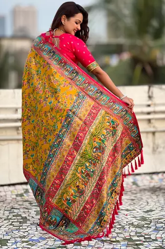 mustard elegant viscose silk blend rich sophisticated saree