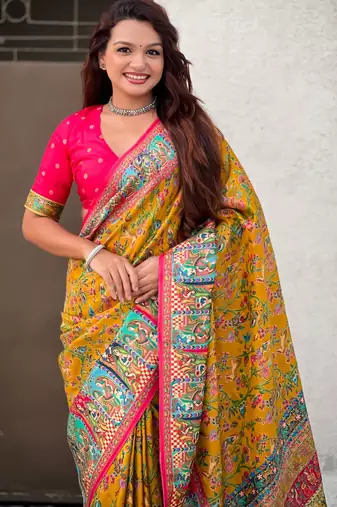 mustard elegant viscose silk blend rich sophisticated saree