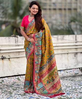 mustard elegant viscose silk blend rich sophisticated saree 4