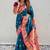 teal color soft silk blend fabric woven meenakari designer ethnic partywear saree