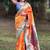 orange color soft silk blend fabric woven meenakari designer ethnic partywear saree