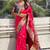 pink color soft silk blend fabric woven meenakari designer ethnic partywear saree