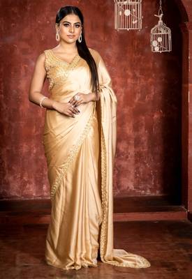 gold woven georgette stone work all seasons sarees 1