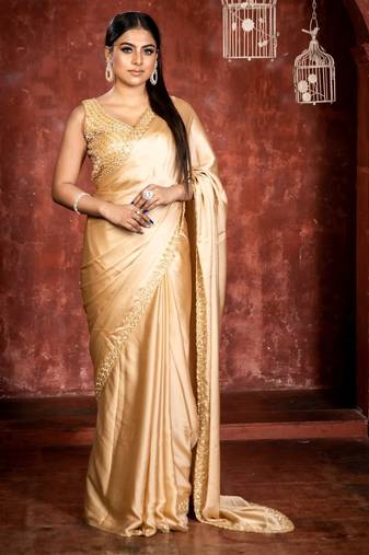 gold woven georgette stone work all seasons sarees