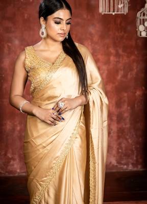 gold woven georgette stone work all seasons sarees 2