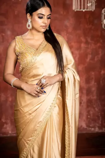 gold woven georgette stone work all seasons sarees