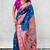 firozi color soft silk blend fabric woven meenakari designer ethnic partywear saree