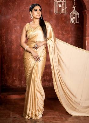 gold woven georgette stone work all seasons sarees 3