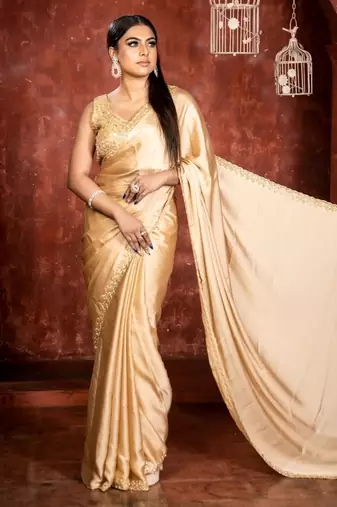 gold woven georgette stone work all seasons sarees