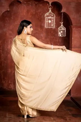 gold woven georgette stone work all seasons sarees
