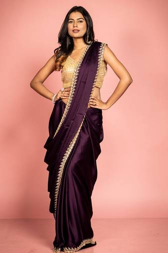 violet woven georgette stone work all seasons sarees