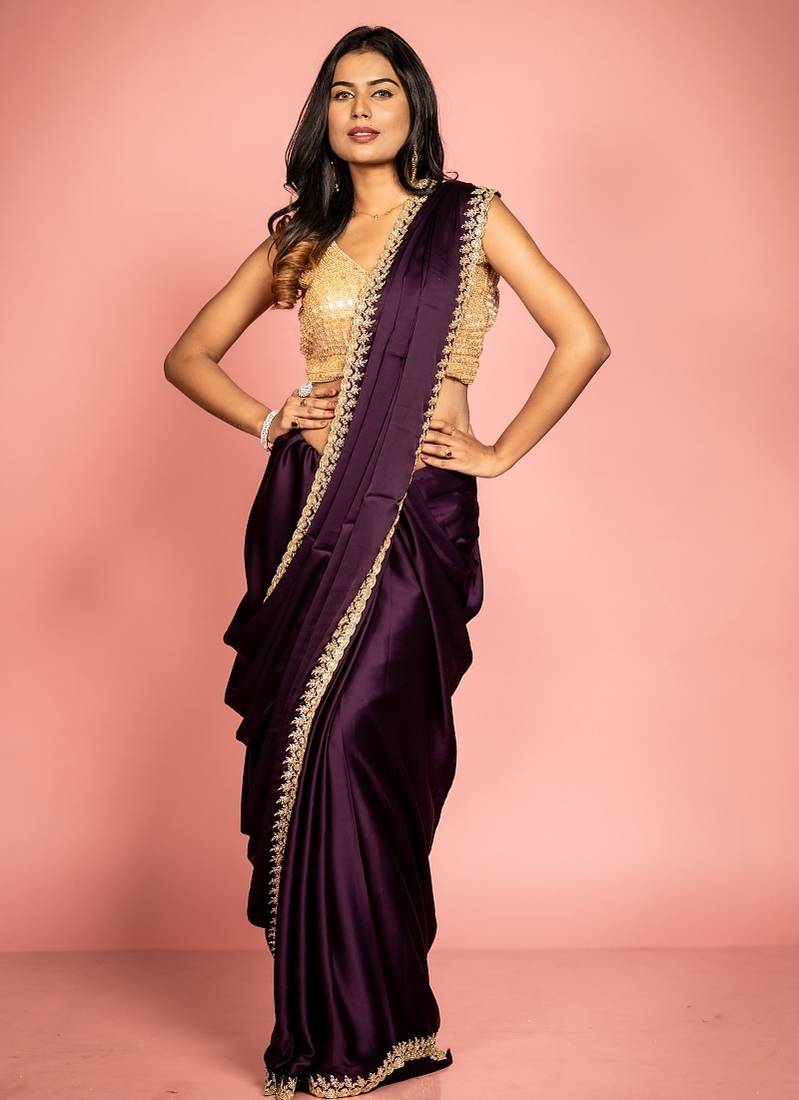 violet woven georgette stone work all seasons sarees