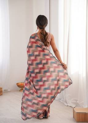 multy girlie chinon digital printed ceremonial saree 2