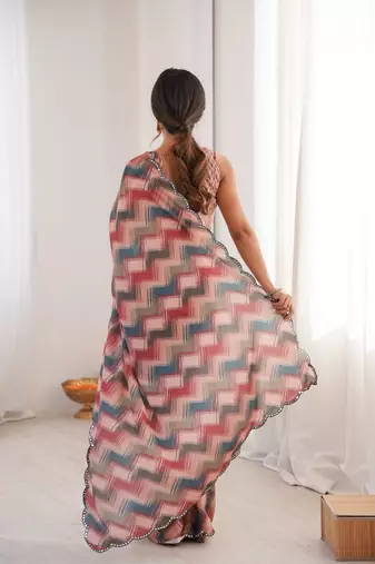 multy girlie chinon digital printed ceremonial saree