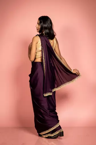 violet woven georgette stone work all seasons sarees