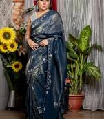 multicolor woven organza sequins work all seasons sarees