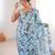 blue color girlie chinon fabric designer digital printed ceremonial saree