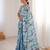 blue color girlie chinon fabric designer digital printed ceremonial saree