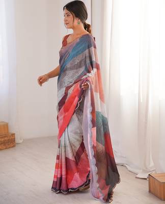 multy girlie chinon digital printed ceremonial saree 4