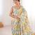 off white color girlie chinon fabric designer digital printed ceremonial saree