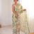 off white color girlie chinon fabric designer digital printed ceremonial saree