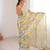 off white color girlie chinon fabric designer digital printed ceremonial saree