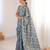 blue color girlie chinon fabric designer digital printed ceremonial saree
