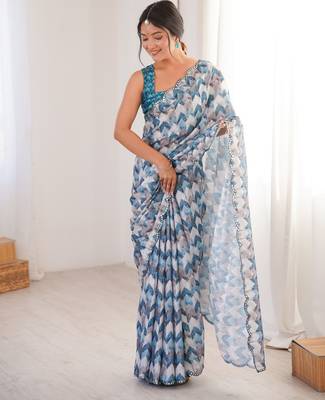 multy girlie chinon digital printed ceremonial saree 1