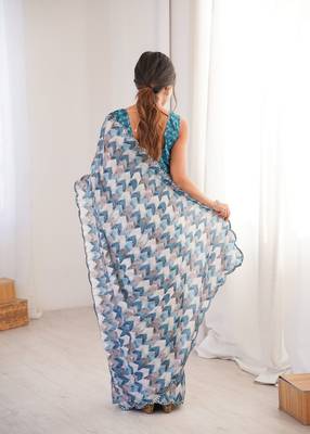 multy girlie chinon digital printed ceremonial saree 2