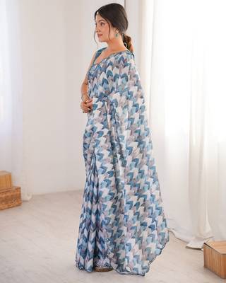 multy girlie chinon digital printed ceremonial saree 4