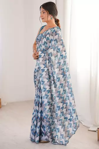 multy girlie chinon digital printed ceremonial saree