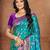 teal blue color silk blend fabric woven designer ethnic partywear saree
