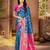 peacock blue color silk blend fabric woven designer ethnic partywear saree