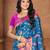 peacock blue color silk blend fabric woven designer ethnic partywear saree