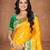 yellow color silk blend fabric woven designer ethnic partywear saree