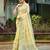 yellow color beautiful rich looks designer linen fabric ceremonial saree