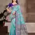 sky blue cotton silk blend fabric woven meenakari designer partywear saree