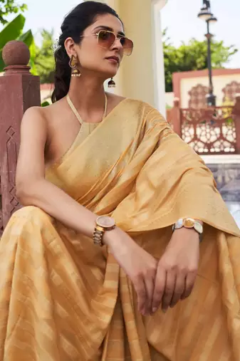 Beige woven partywear ethnic saree