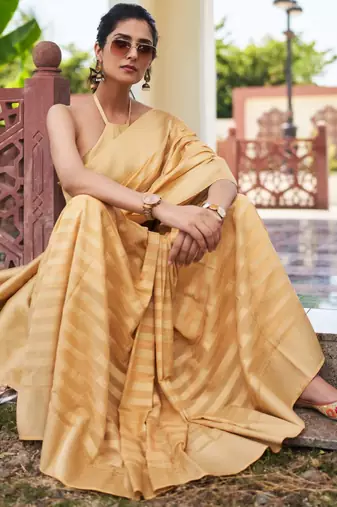 Beige woven partywear ethnic saree